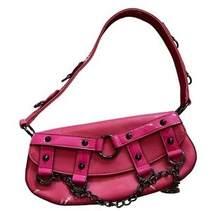 Guess Y2K Pink Chain Punk Faux Leather Shoulder Purse